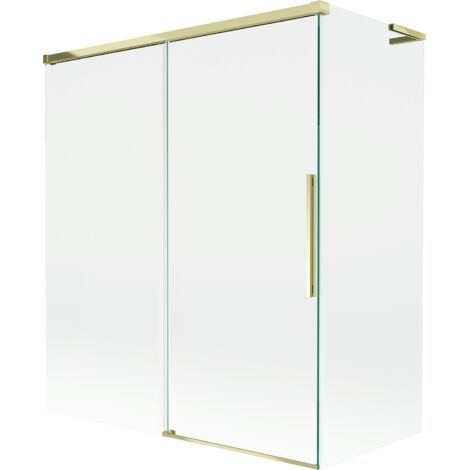 Mexen Rox L paratia doccia 2-ante scorrevoli 140 + 70 x 150 cm, trasparente, dorato - 8C9L-140-070-50-00