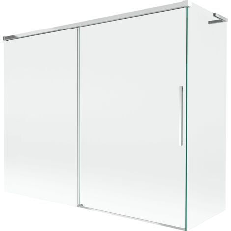Mexen Rox L paravento per vasca da bagno a 2 ante scorrevoli 190 + 80 x 150 cm, trasparente, cromo - 8C9L-190-080-01-00