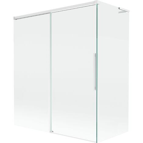 Mexen Rox L parav谩n de ducha 2 hojas correderas 140 + 70 x 150 cm, transparente, blanco - 8C9L-140-070-20-00