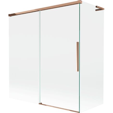 Mexen Rox L paroi de baignoire 2 volets coulissants 150 + 70 x 150 cm, transparent, or rose - 8C9L-150-070-60-00
