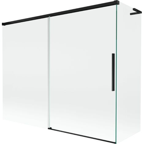 Mexen Rox L paroi de baignoire 2 volets coulissants 190 + 90 x 150 cm, transparent, noir - 8C9L-190-090-70-00