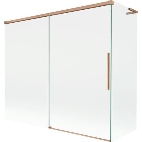 Mexen Rox L paroi de baignoire à 2 panneaux coulissants 180 + 90 x 150 cm, transparent, cuivre brossé - 8C9L-180-090-65-00