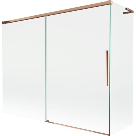 Mexen Rox L paroi de baignoire à 2 volets coulissants 190 + 80 x 150 cm, transparent, or rose - 8C9L-190-080-60-00