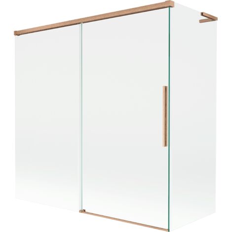 Mexen Rox L paroi de baignoire coulissante 2 battants 160 + 80 x 150 cm, transparent, cuivre brossé - 8C9L-160-080-65-00