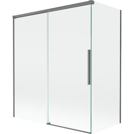Mexen Rox mampara de ba帽era corredera de 2 hojas 140 + 70 x 150 cm, transparente, metal gris - 8C9-140-070-95-00