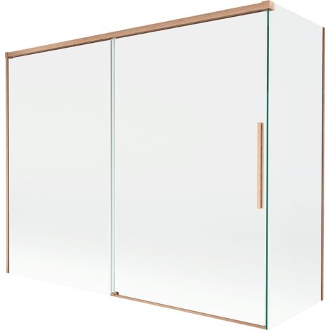 Mexen Rox mampara de ba帽era corredera de 2 paneles 190 + 90 x 150 cm, transparente, cobre cepillado - 8C9-190-090-65-00