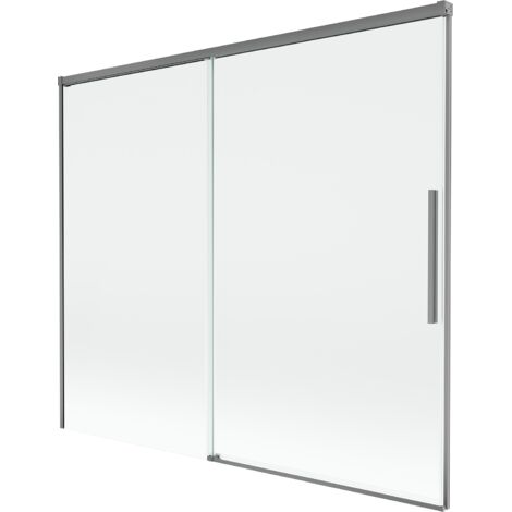Mexen Rox mampara de ba帽era de 2 alas correderas 180 x 150 cm, transparente, gun metal - 8C9-180-001-95-00