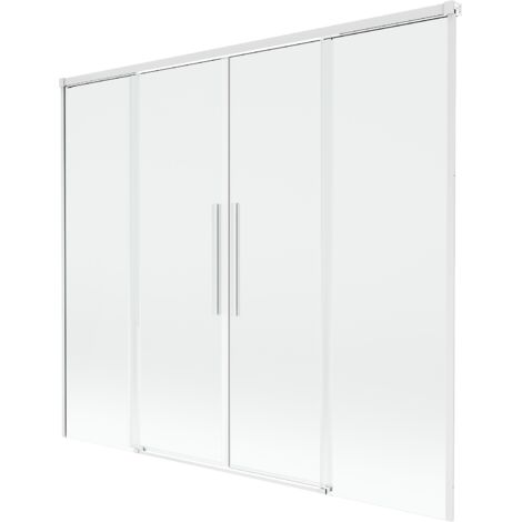 Mexen Rox mampara de ba帽era de 2 hojas correderas 180 x 150 cm, transparente, blanco - 8C9-180-002-20-00