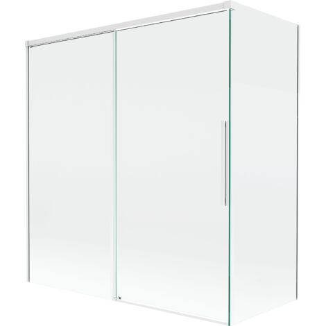 Mexen Rox mampara de ba帽era de 2 paneles correderos 150 + 70 x 150 cm, transparente, blanco - 8C9-150-070-20-00