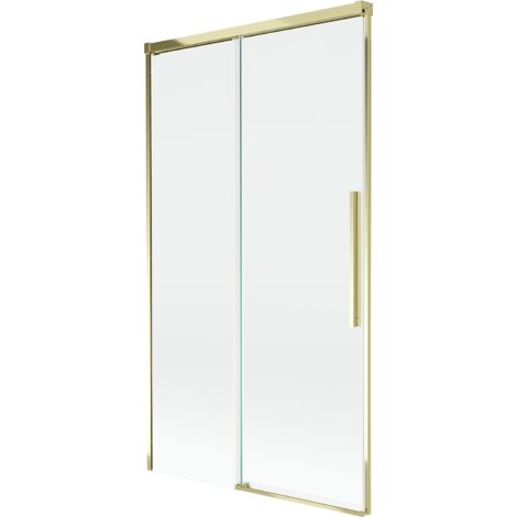 Mexen Rox mampara de ba帽o con 2 puertas correderas 100 x 150 cm, transparente, dorado - 8C9-100-001-50-00