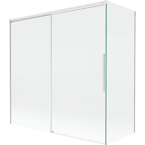Mexen Rox mampara de ba帽o corredera de 2 puertas 160 + 80 x 150 cm, transparente, blanco - 8C9-160-080-20-00