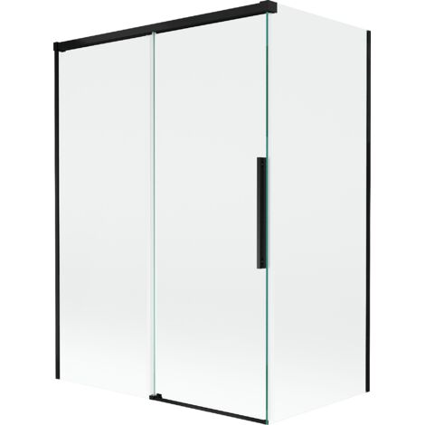 Mexen Rox mampara de ba帽o de 2 alas corredera 120 + 70 x 150 cm, transparente, negro - 8C9-120-070-70-00