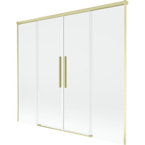 Mexen Rox mampara de ba帽o de 2 hojas correderas 170 x 150 cm, transparente, dorado cepillado - 8C9-170-002-55-00