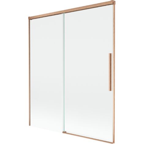 Mexen Rox mampara de ducha corredera de 2 hojas 140 x 150 cm, transparente, cobre cepillado - 8C9-140-001-65-00