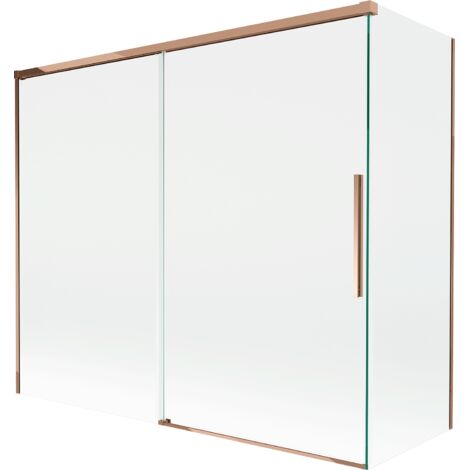 Mexen Rox mampara de ducha corredera de 2 hojas 180 + 90 x 150 cm, transparente, oro rosa - 8C9-180-090-60-00