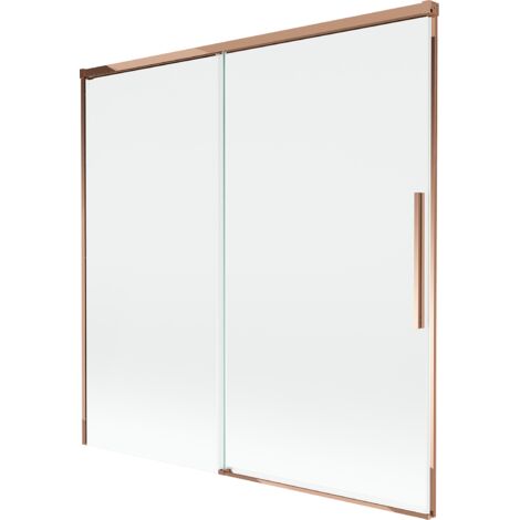 Mexen Rox mampara de ducha corredera de 2 paneles 160 x 150 cm, transparente, oro rosa - 8C9-160-001-60-00