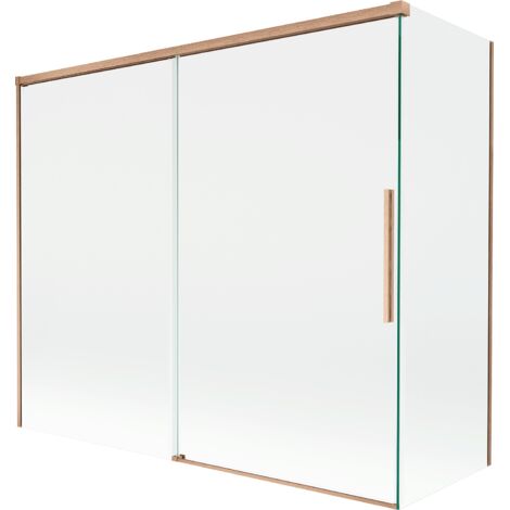 Mexen Rox mampara de ducha corredera de 2 paneles 180 + 90 x 150 cm, transparente, cobre cepillado - 8C9-180-090-65-00