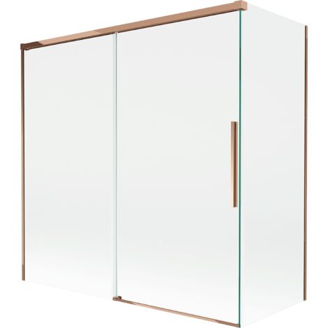 Mexen Rox mampara de ducha corrediza de 2 alas 160 + 80 x 150 cm, transparente, oro rosa - 8C9-160-080-60-00
