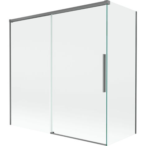 Mexen Rox mampara de ducha de 2 alas correderas 160 + 70 x 150 cm, transparente, metal gun - 8C9-160-070-95-00