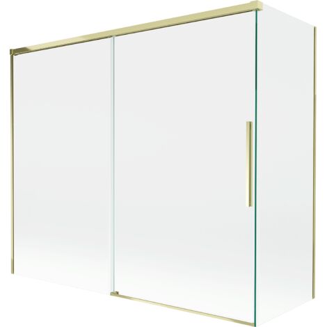 Mexen Rox mampara de ducha de 2 hojas correderas 180 + 90 x 150 cm, transparente, dorado - 8C9-180-090-50-00