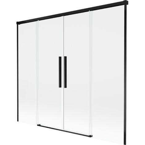 Mexen Rox mampara de ducha deslizante de 2 paneles 190 x 150 cm, transparente, negro - 8C9-190-002-70-00