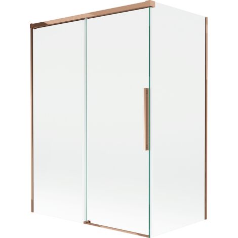 Mexen Rox panel de ducha corredero de 2 hojas 120 + 70 x 150 cm, transparente, oro rosa - 8C9-120-070-60-00