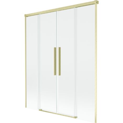 Mexen Rox paratia da doccia a 2 ante scorrevoli 150 x 150 cm, trasparente, oro spazzolato - 8C9-150-002-55-00