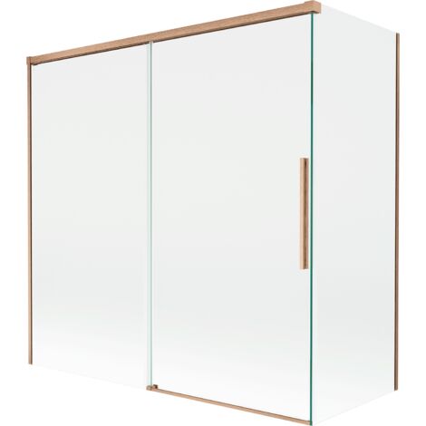 Mexen Rox paratia doccia, 2 ante scorrevoli 160 + 70 x 150 cm, trasparente, rame spazzolato - 8C9-160-070-65-00