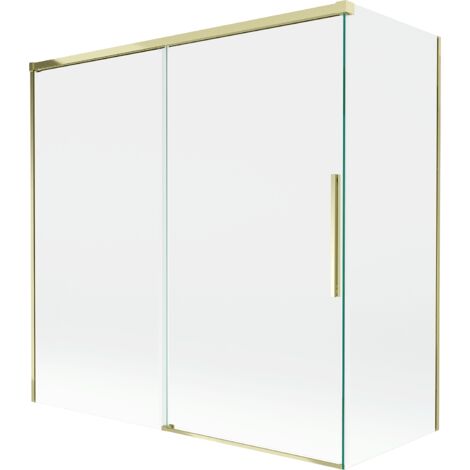 Mexen Rox paravent de baignoire coulissant à 2 vantaux 160 + 70 x 150 cm, transparent, doré - 8C9-160-070-50-00