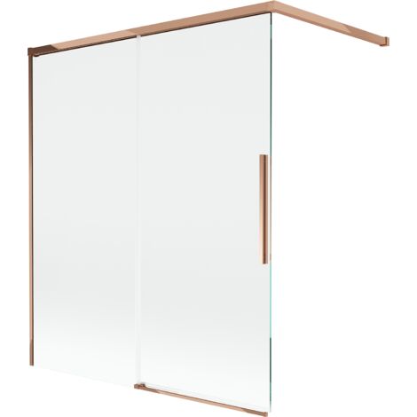 Mexen Rox paravento da doccia a 2 ante scorrevoli 140 x 150 cm, trasparente, oro rosa - 8C9-140-003-60-00