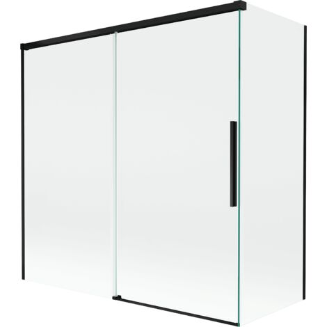 Mexen Rox paravento da vasca 2-ali scorrevole 160 + 80 x 150 cm, trasparente, nero - 8C9-160-080-70-00