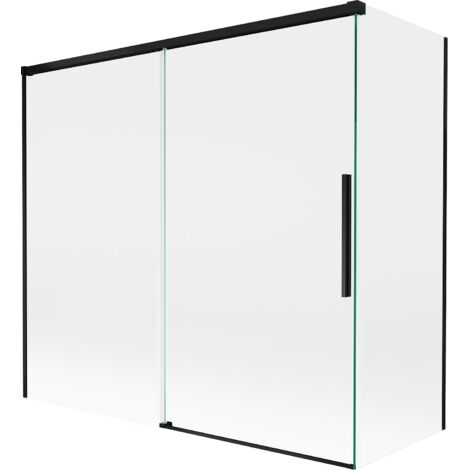 Mexen Rox paravento da vasca a 2 ante scorrevole 170 + 75 x 150 cm, trasparente, nero - 8C9-170-075-70-00