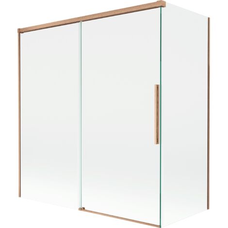 Mexen Rox paravento vasca da bagno scorrevole a 2 ali 150 + 70 x 150 cm, trasparente, rame spazzolato - 8C9-150-070-65-00