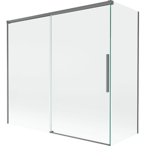Mexen Rox paroi de baignoire 2 volets coulissants 170 + 70 x 150 cm, transparent, métal gun - 8C9-170-070-95-00