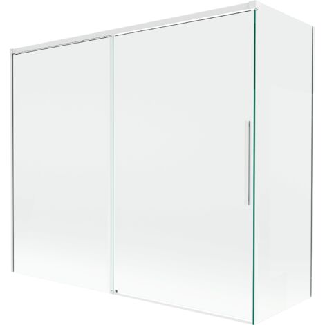 Mexen Rox paroi de baignoire 2 volets coulissants 180 + 80 x 150 cm, transparent, blanc - 8C9-180-080-20-00