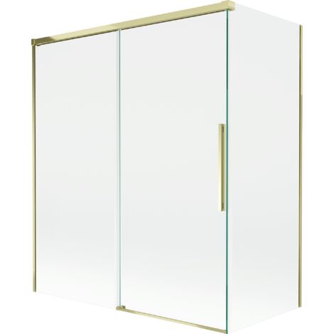 Mexen Rox paroi de douche 2 volets coulissante 140 + 70 x 150 cm, transparent, doré - 8C9-140-070-50-00