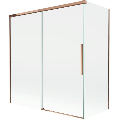 Mexen Rox paroi de douche 2 volets coulissants 150 + 70 x 150 cm, transparent, or rose - 8C9-150-070-60-00