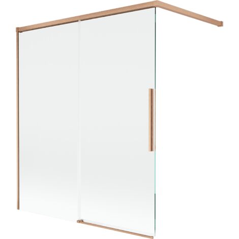 Mexen Rox paroi de douche à 2 volets coulissants 140 x 150 cm, transparent, cuivre brossé - 8C9-140-003-65-00