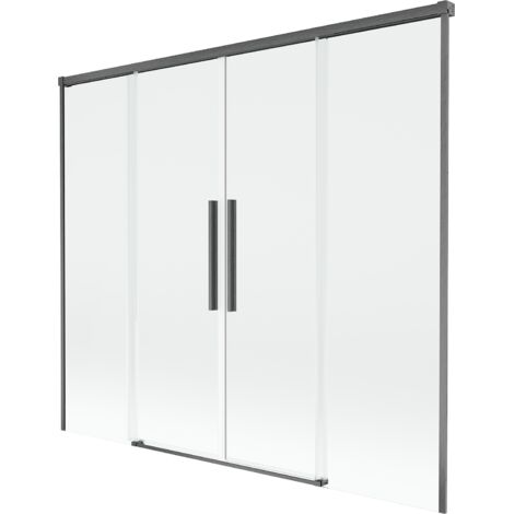 Mexen Rox paroi de douche à 2 volets coulissants 170 x 150 cm, transparent, gris canon brossé - 8C9-170-002-66-00