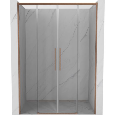 Mexen Rox porta doccia scorrevole 140 cm, trasparente, rame spazzolato - 8C2-140-002-65-00
