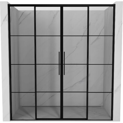 Mexen Rox porta doccia scorrevole 170 cm, griglia nera, nere - 8C2-170-002-70-77