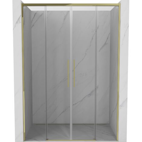 Mexen Rox puerta de ducha corredera 150 cm, transparente, dorada - 8C2-150-002-50-00