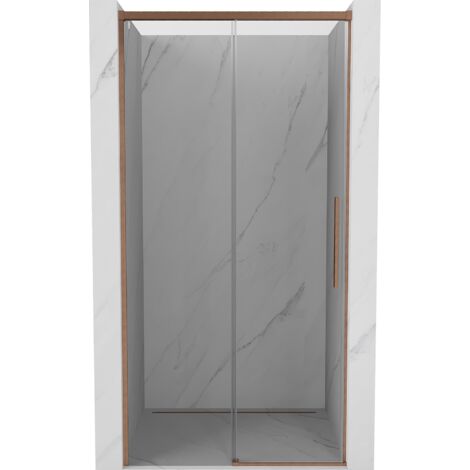 Mexen Rox puertas de ducha correderas 130 cm, transparente, cobre cepillado - 8C2-130-000-65-00