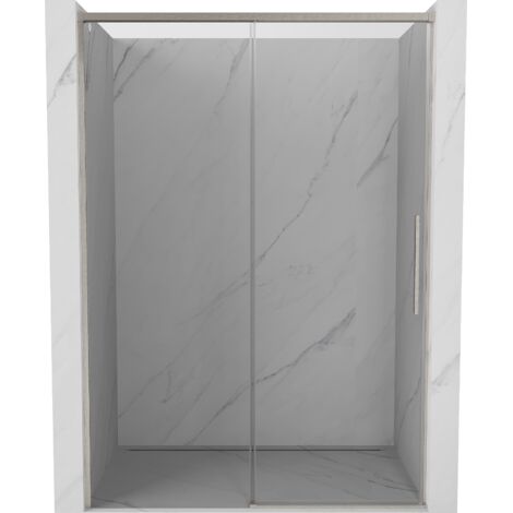 Mexen Rox Schiebetür für Dusche 155 cm, transparent, gebürsteter Nickel - 8C2-155-000-97-00