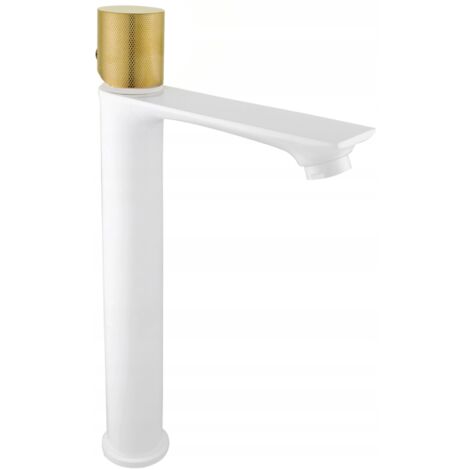 Mexen Royo One grifo de lavabo alto, blanco/dorado - 72211-25