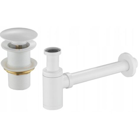 Mexen semimezza sifone per lavabo rotondo con tappo clic-clac, senza troppopieno, bianco - 7991050-20