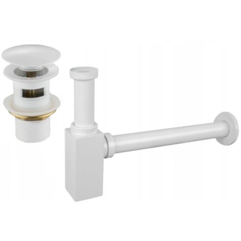 Mexen semisif贸n cuadrado de lavabo con tap贸n clic-clac, con rebosadero, blanco - 7992060-20
