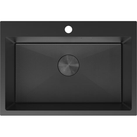 Mexen Solix fregadero de acero de 1 seno 650 x 450 mm, negro HC - 6403651000-70HC