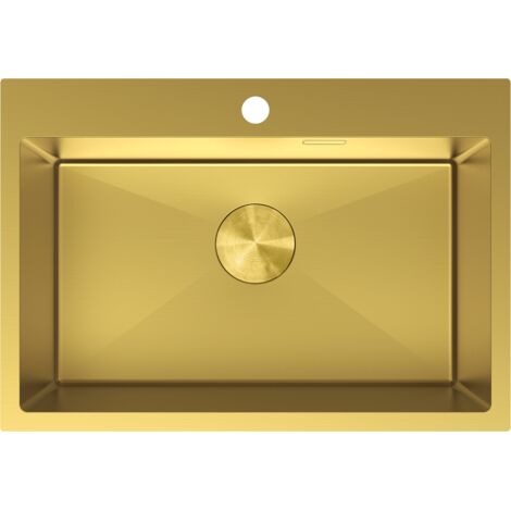 Mexen Solix fregadero de acero de 1 taz贸n 650 x 450 mm, dorado - 6403651000-55