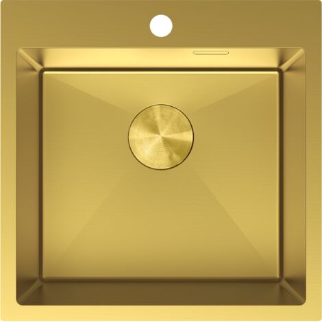 Mexen Solix fregadero de acero inoxidable de 1 cubeta 500 x 500 mm, dorado - 6407501000-55